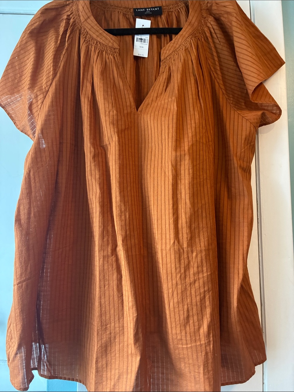 Lane Bryant Burnt Orange Short-Sleeve Peasant Top